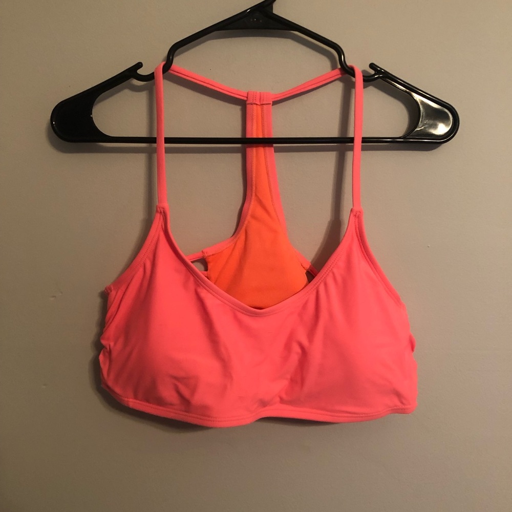 Coral strapped bathing suit top